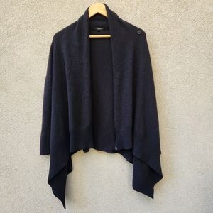 ANN TAYLOR Women's Cardigan Medium Black Angora Cashmere Wool Waterfall Sweater